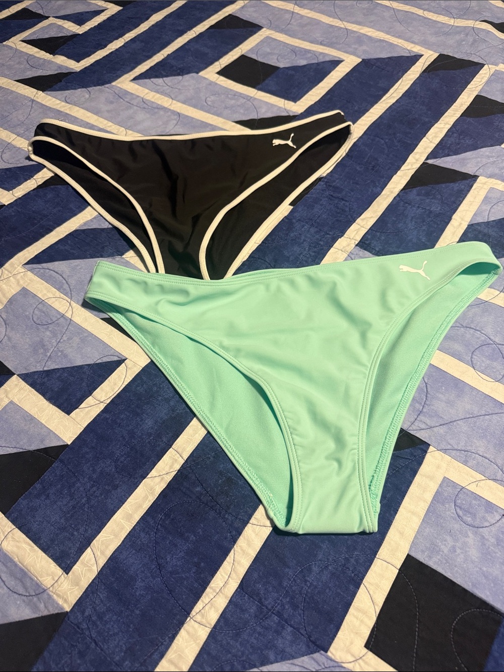 Puma Bikini Bottoms — Black & Mint Green